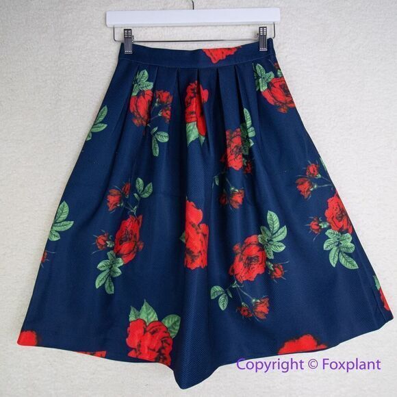 Vintage floral‎ print fit and flare skirt, size XS - Picture 9 of 15